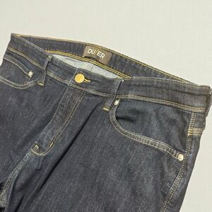 Men's DUER DU/ER L2X Relaxed Taper Jeans 38x30 Dark Performance Stretch Denim